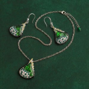 Vintage Luxury Green Resin Teardrop Jewelry Set