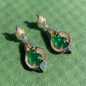 Vintage Eastern Inspired Gourd Drop Glass Earrings