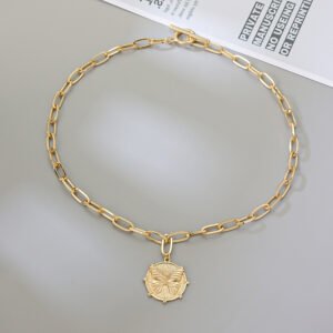 Butterfly Engraved Pendant Necklace