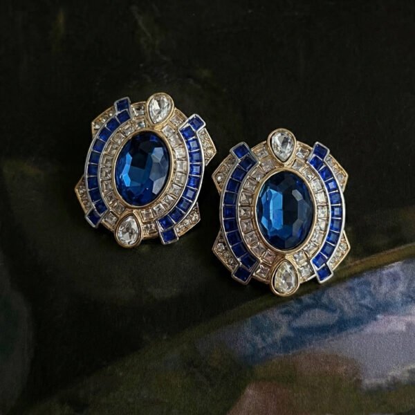 Vintage Unique Design Square Multi-Stone Stud Earrings