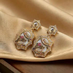 Vintage Unique Design Resin Flower & Bird Drop Earrings