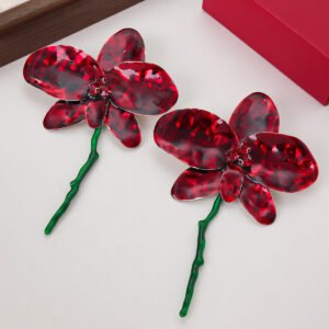 Enamel Flower Statement Earrings