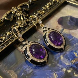 Vintage Fashion Unique Design Oval Multi-Stone Drop Earrings