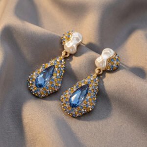 Vintage Fashion Unique Design Waterdrop Multi-Stone Drop Earrings