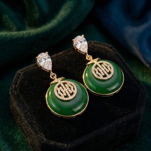 Vintage Eastern Inspired Round Resin Drop Earrings