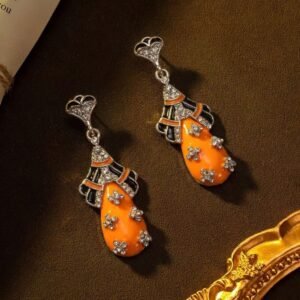 Vintage Palace Style Enamel Waterdrop Drop Earrings