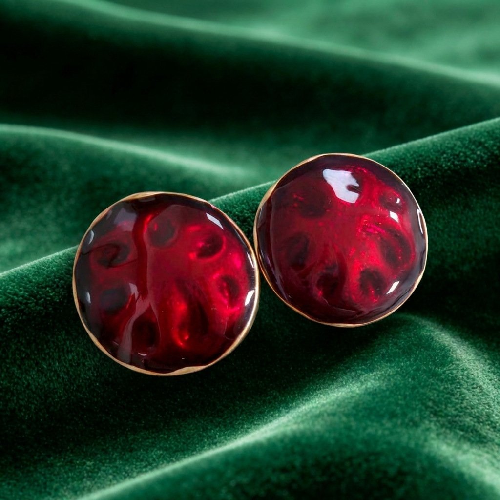 Vintage Palace Style Red Enamel Necklace, Ring & Earring Set - Image 2