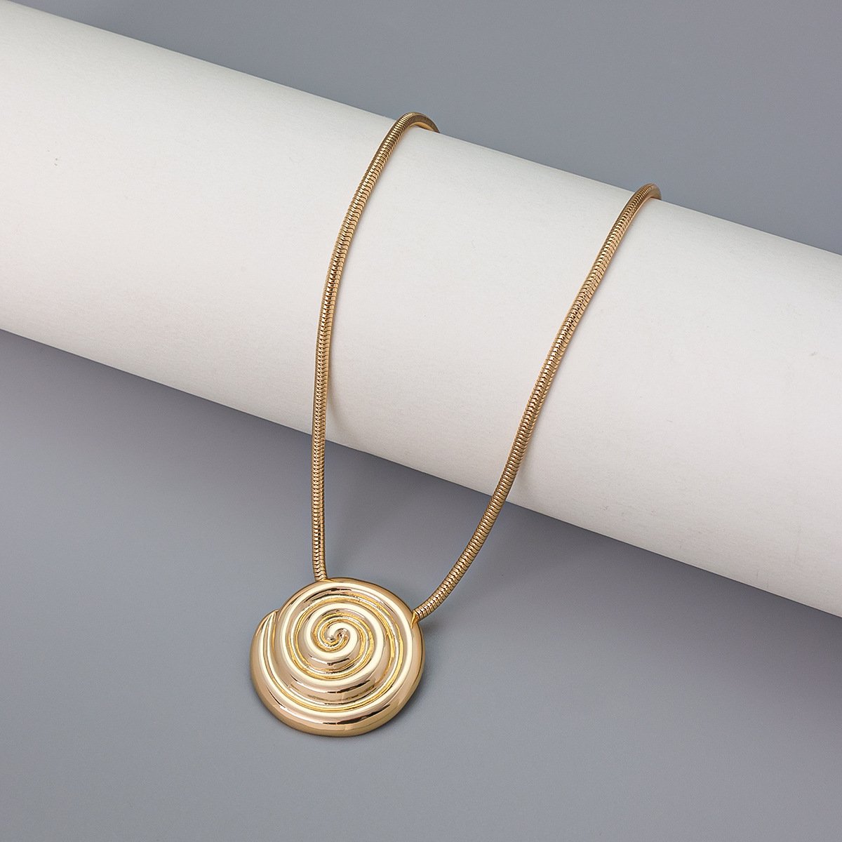 Spiral Round Edgy Pendant Necklace - Image 2