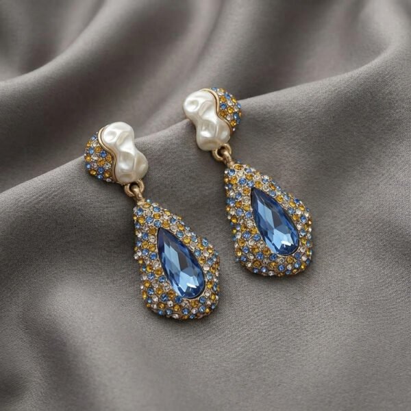 Vintage Fashion Unique Design Waterdrop Multi-Stone Drop Earrings