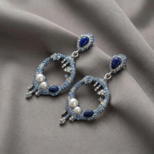 Vintage Unique Design Glacier Blue Hollow Earrings