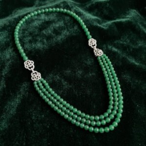 Vintage Luxury Green Glass Multi-Strand Necklace