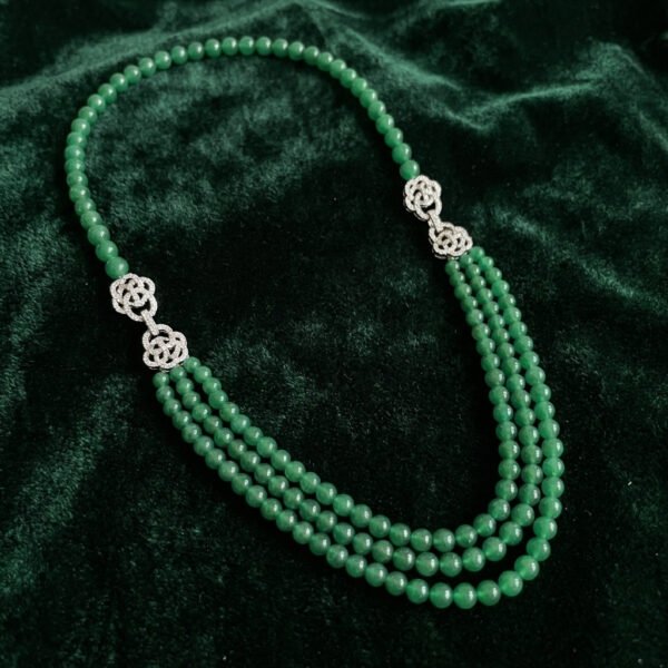 Vintage Luxury Green Glass Multi-Strand Necklace
