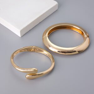 Polished Metal Cuff Bangle Set