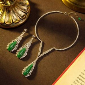Vintage Eastern Inspired Waterdrop Glass Pave Zircon Set