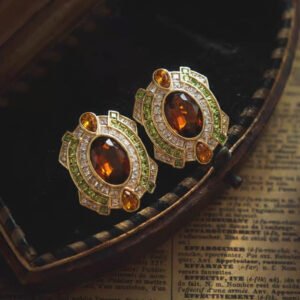Vintage Palace Style Multi-Stone Geometric Drop Earrings