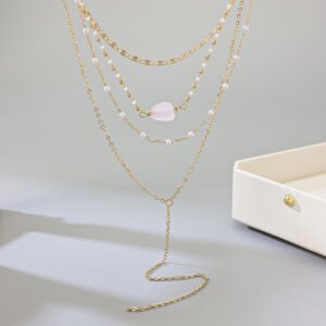 Layered Beaded Natural Stone Necklace