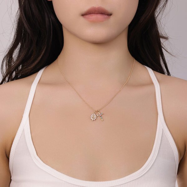 Cross Color Gemstone Necklace