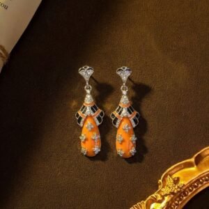 Vintage Palace Style Enamel Waterdrop Drop Earrings