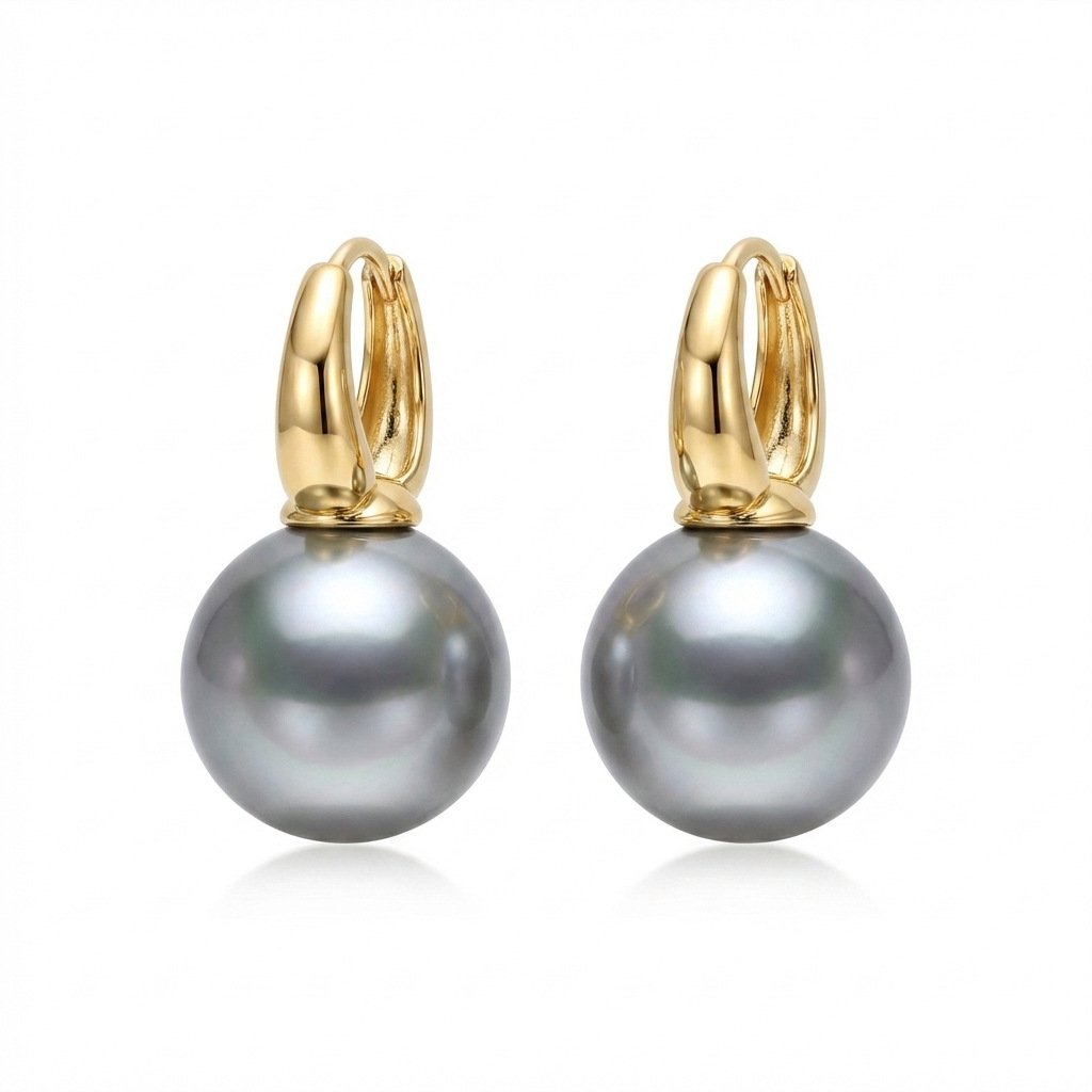 Vintage Palace Style Gray Pearl Bamboo Knot Stud Earrings - Image 4
