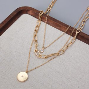 Round Pendant 3-Layer Necklace