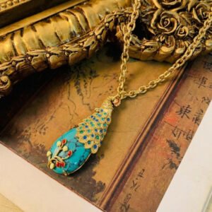 Vintage Luxury Turquoise Multi-Stone Peacock Necklace