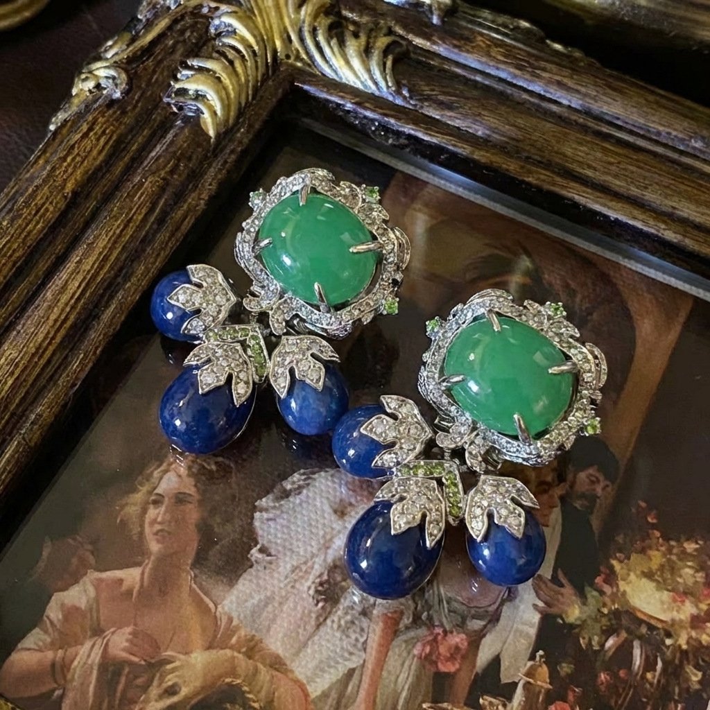 Vintage Palace Style Glass Tassel Drop Earrings - Image 4