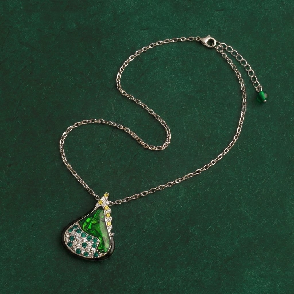 Vintage Luxury Green Resin Teardrop Jewelry Set - Image 4