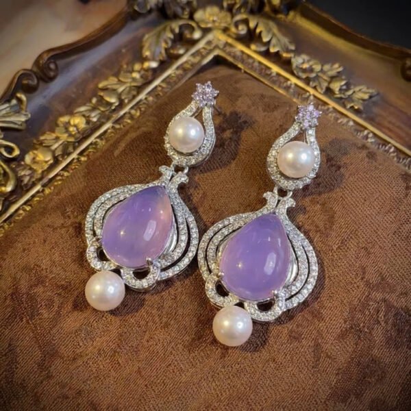 Vintage Vibe Waterdrop Purple Stone Glass Drop Earrings