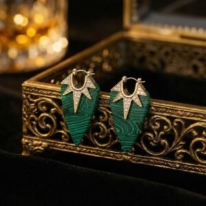 Malachite Rhombus Drop Earrings