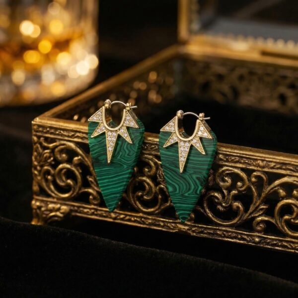 Malachite Rhombus Drop Earrings