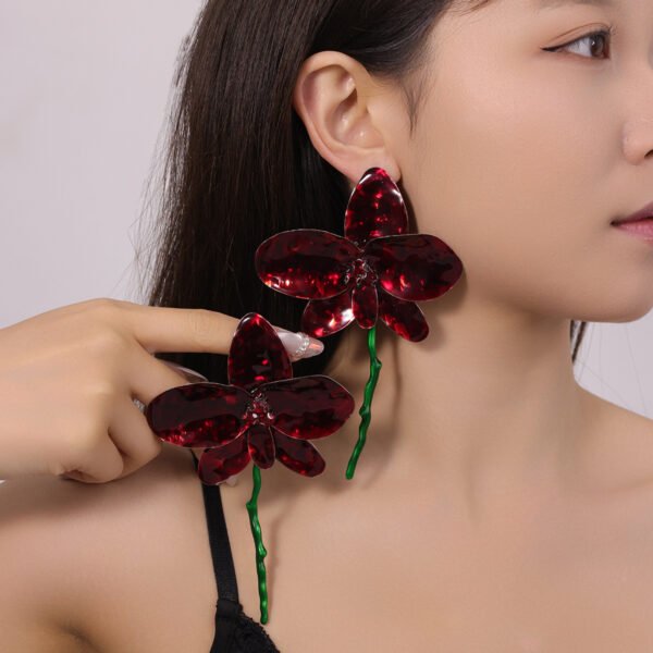 Enamel Flower Statement Earrings