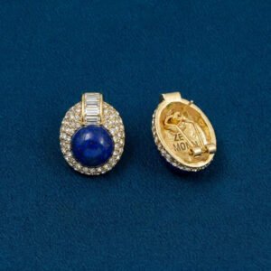 Vintage Lapis Lazuli Full Zircon Earrings