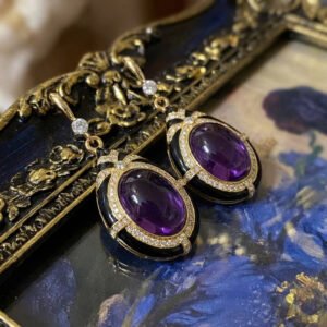 Vintage Fashion Unique Design Oval Multi-Stone Drop Earrings