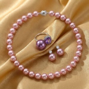 Vintage Soft Taro Purple Pearl Jewelry Set