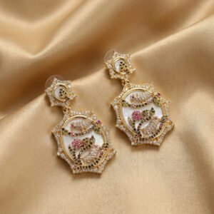 Vintage Unique Design Resin Flower & Bird Drop Earrings