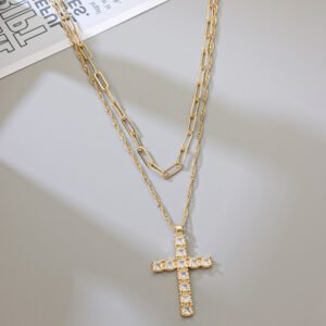 Double Layer Cross Pendant Necklace