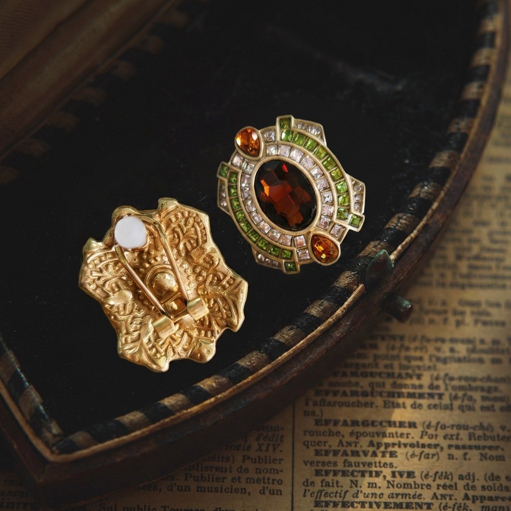 Vintage Palace Style Multi-Stone Geometric Drop Earrings - Image 3