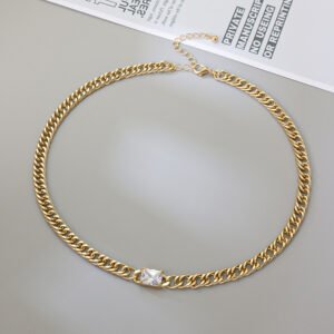 Retro Inlaid Cuban Link Necklace
