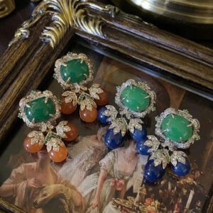 Vintage Palace Style Glass Tassel Drop Earrings