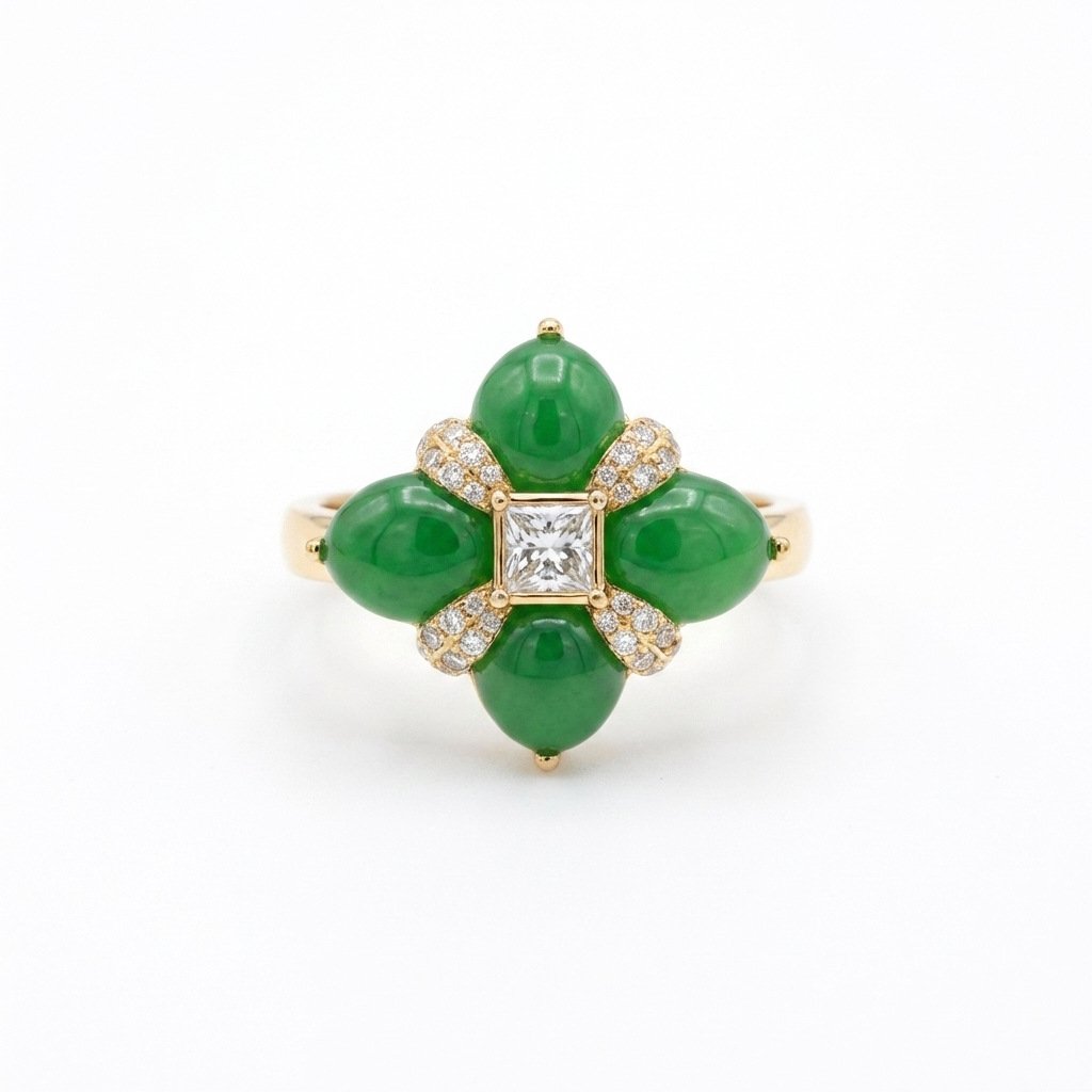 Vintage Luxury Warm Emerald Green Resin Four-Leaf Clover Set - Image 5