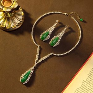 Vintage Eastern Inspired Waterdrop Glass Pave Zircon Set