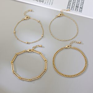 Stackable CZ Inlaid Bracelet-4 Pieces