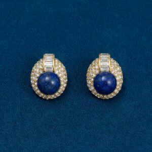 Vintage Lapis Lazuli Full Zircon Earrings