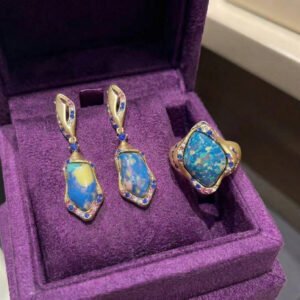 Vintage Unique Design Irregular Resin Earring & Ring Set