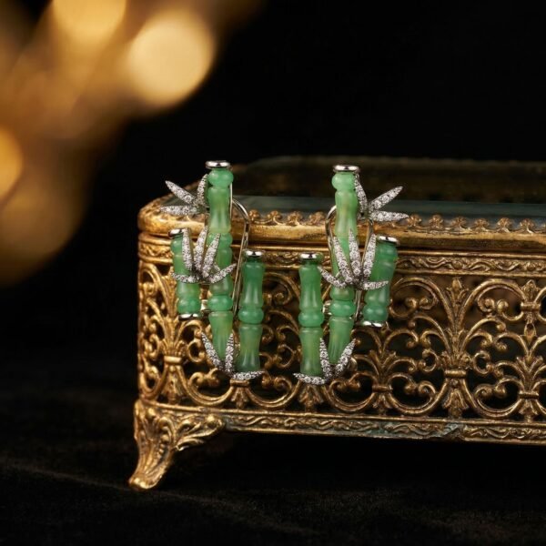 Bamboo Green Gemstone Earrings