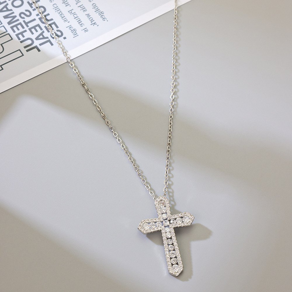 CZ Cross Minimalist Pendant Necklace - Image 4
