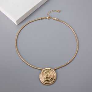Spiral Round Edgy Pendant Necklace