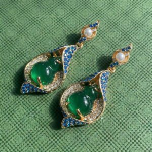 Vintage Eastern Inspired Gourd Drop Glass Earrings