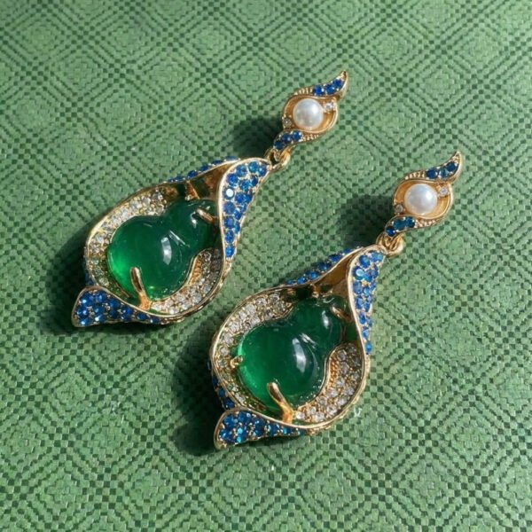 Vintage Eastern Inspired Gourd Drop Glass Earrings