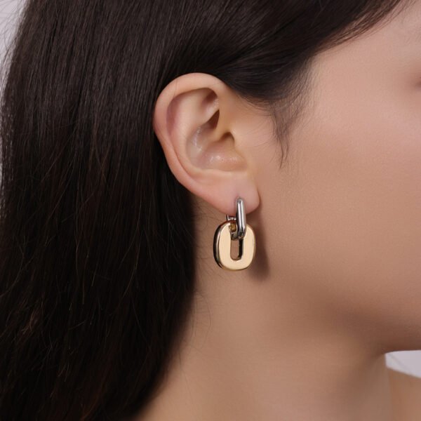 Two-Tone Oval Dainty Earrings